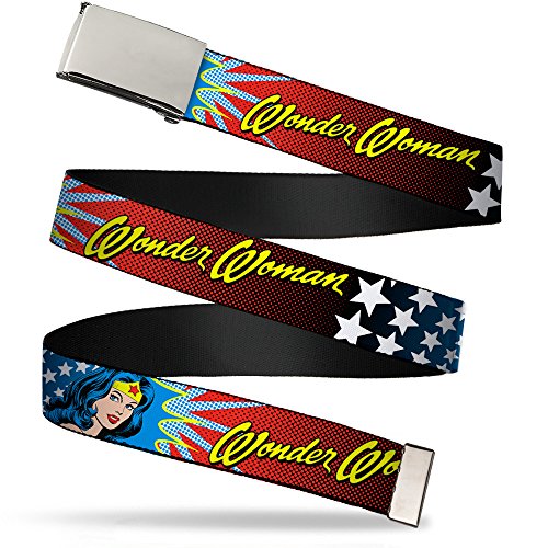 Buckle-Down Web Belt - Wonder Woman Face w/Stars