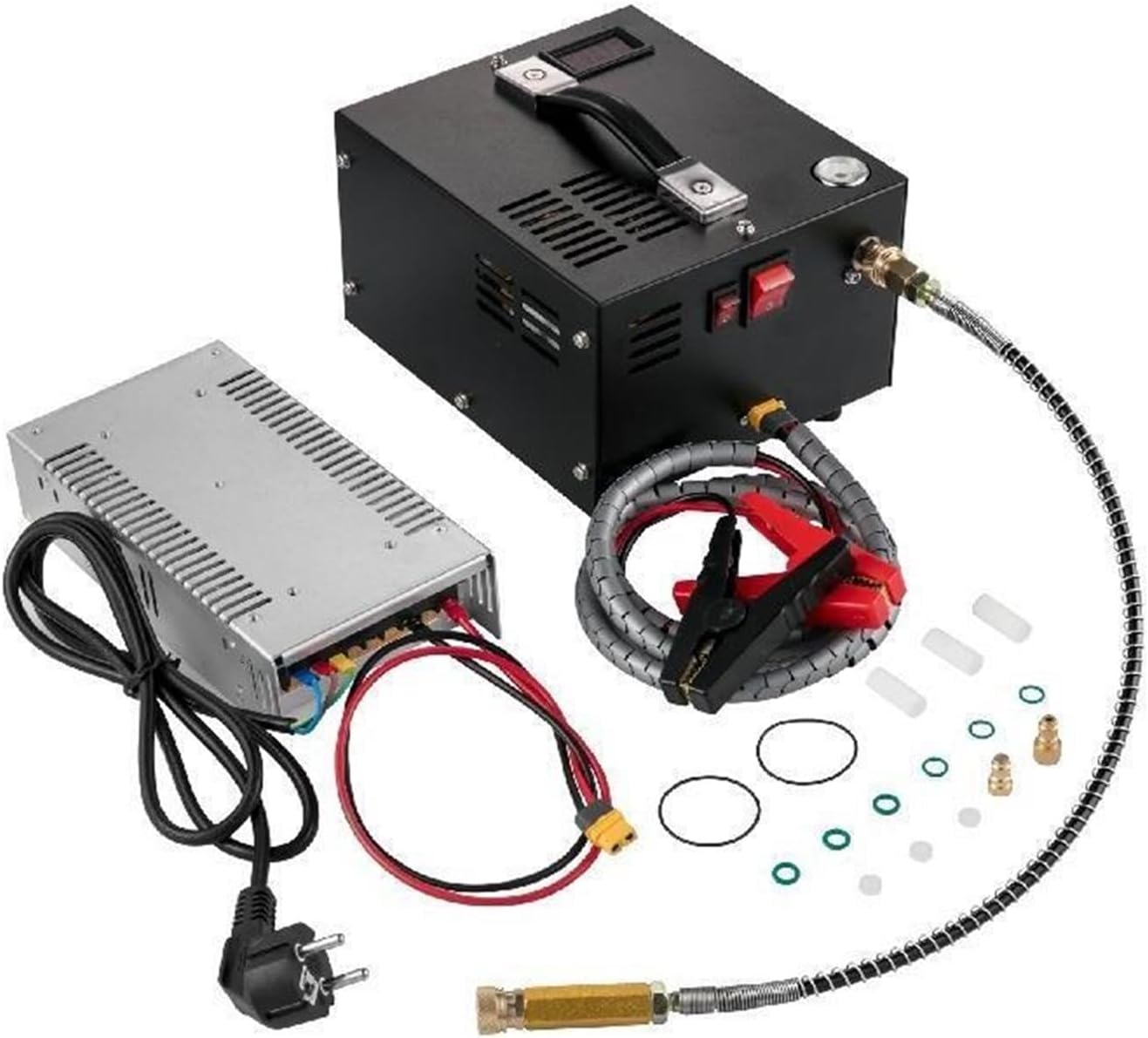 Portable PCP Air Compressor Pump, 4500Psi, 300bar, 12VDC, High Pressure with Transformer for Air Gun Rifle Inflator Electric, Garden and Manual Tools