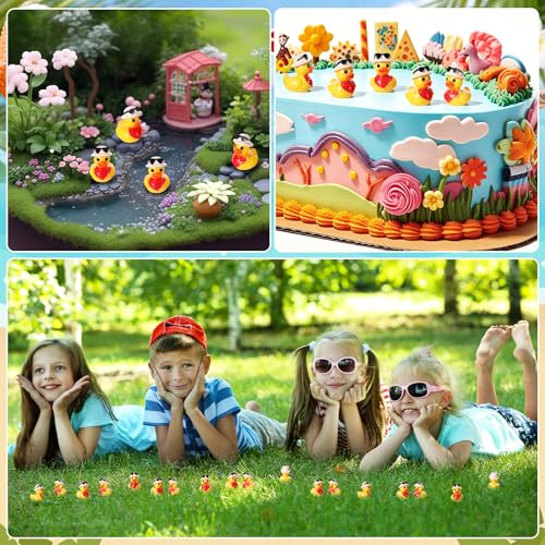 Image of 50 Pcs Sunglasses Ducks Toy Figures, Mini Resin Ducks Bulk | Tiny Duck Figurine Dress up Game Toy for Summer Party Favors (Sunglasses Duck)