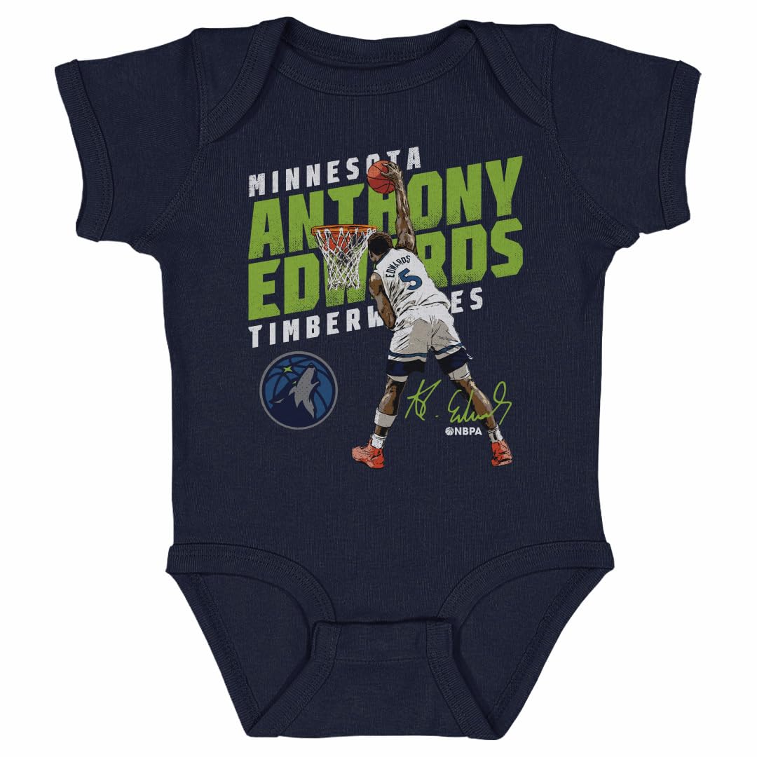 500 LEVEL Anthony Edwards Minnesota Timberwolves Slant One-Piece Infant Bodysuit (Navy, 24M)