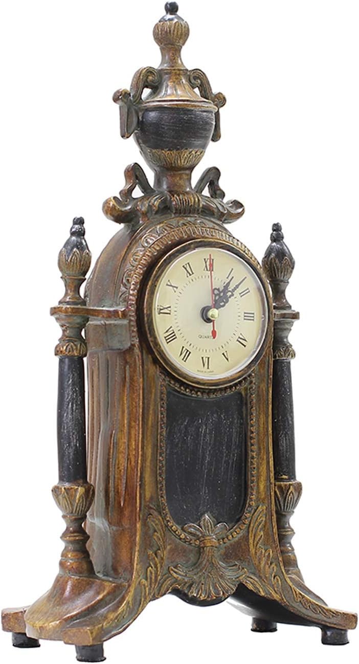 Table Clock, Retro Resin Pendulum Large Antique BatteryPowered Mantel