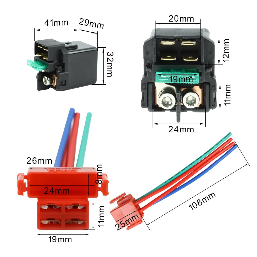 Wai Danie Solenoide di avviamento Relé+ Presa Compatibile con Honda CBR1100XX CBR 600 900F 1000 VFR 750 800 CB 600 750 900F FSC600 VF 750 1100 VTX1300 NSS250 VTR