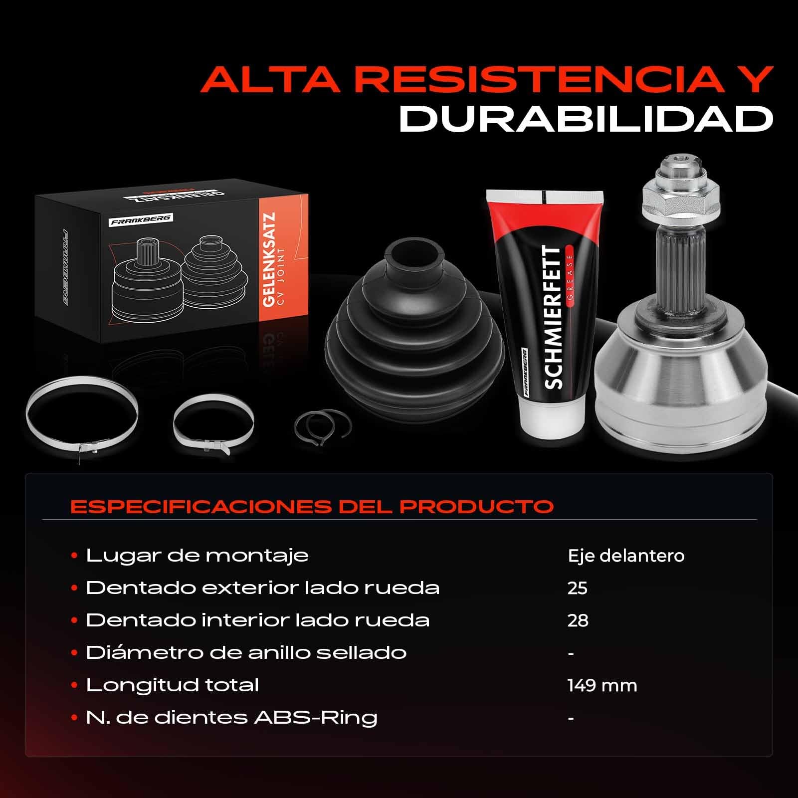 Frankberg Kit de junta homocinética lado de la rueda eje delantero | Compatible con: 147.937