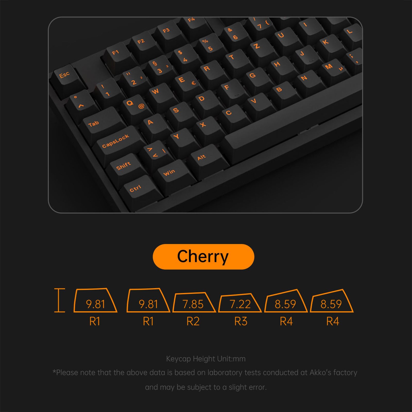 AKKO 210 Key ISO Keycaps PBT Double Shot Cherry Profil Orange Schwarz
