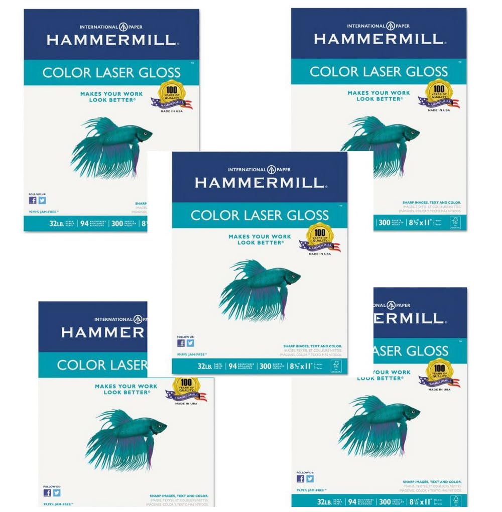 Limited Papers (TM) Hammermill Laser Gloss Bright White White 32# 8.5"x11" (163