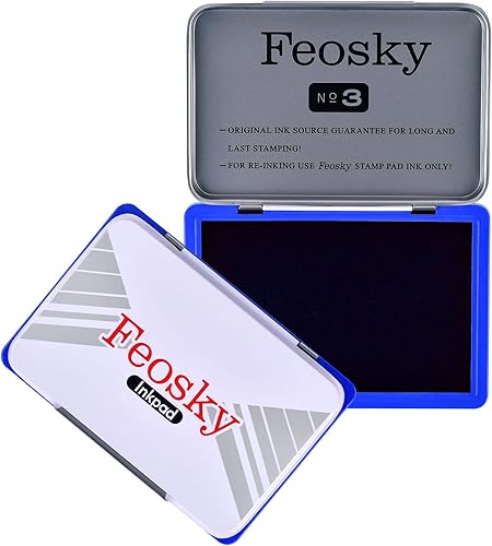 Feosky Almohadillas de tinta para sellos de goma, tamaño mediano, 4 x 2-14 pulgadas (azul)