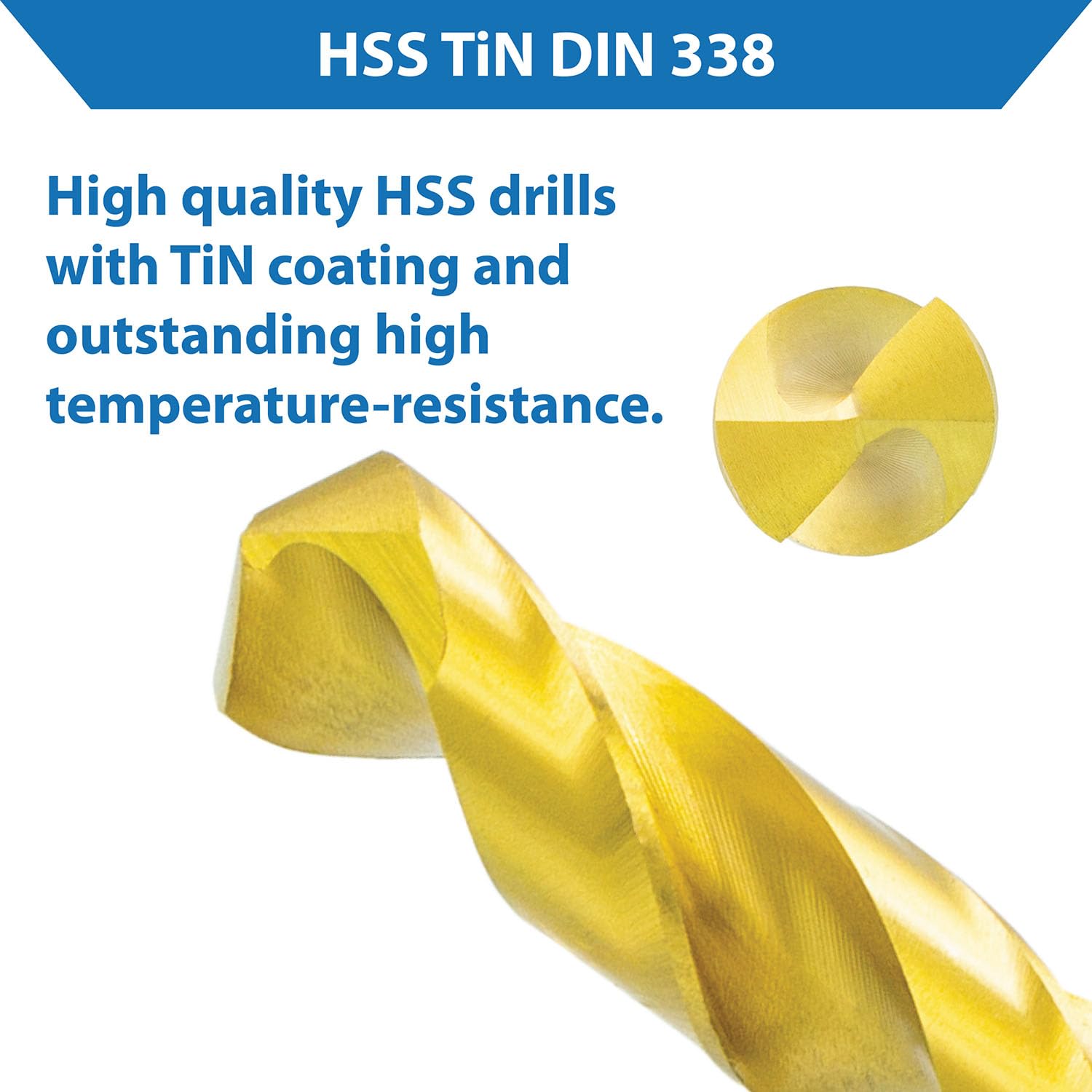 TJR® HSS TiN Twist Drill Bit Set 19 Pieces 1-10mm 0.5mm Steps Self-Centering Metal Drill Bit DIN 338 Type N 118° - Image 4