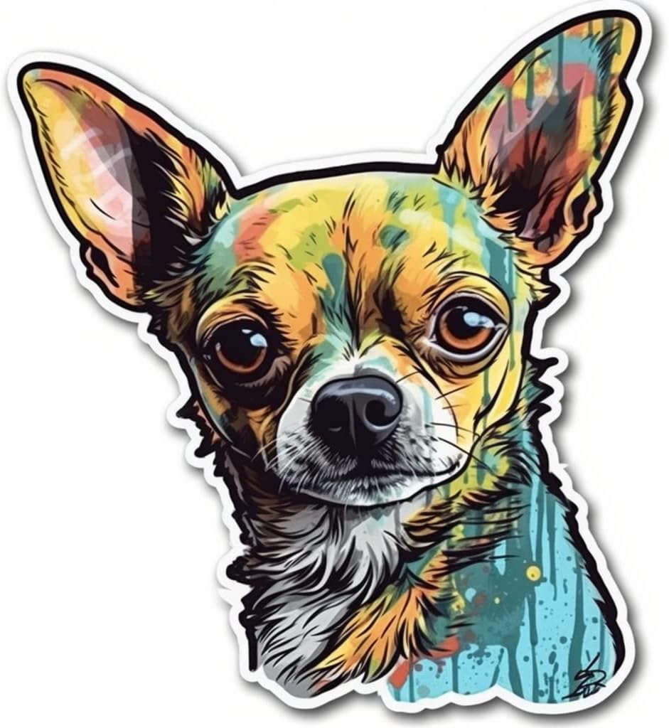 Yoonek Graphics Chihuahua Dog Vinyl Decal Sticker for Car, Laptop, Tumbler, More. #003676 image 3
