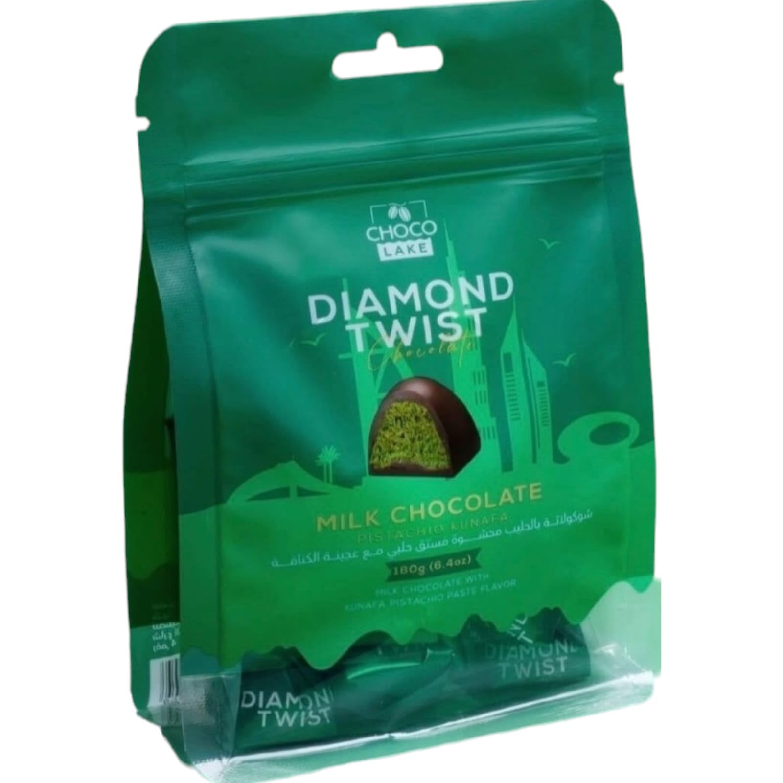 Choco Lake Diamond Twist Milk Chocolate with Pistachio Kunafa 180g-image-18