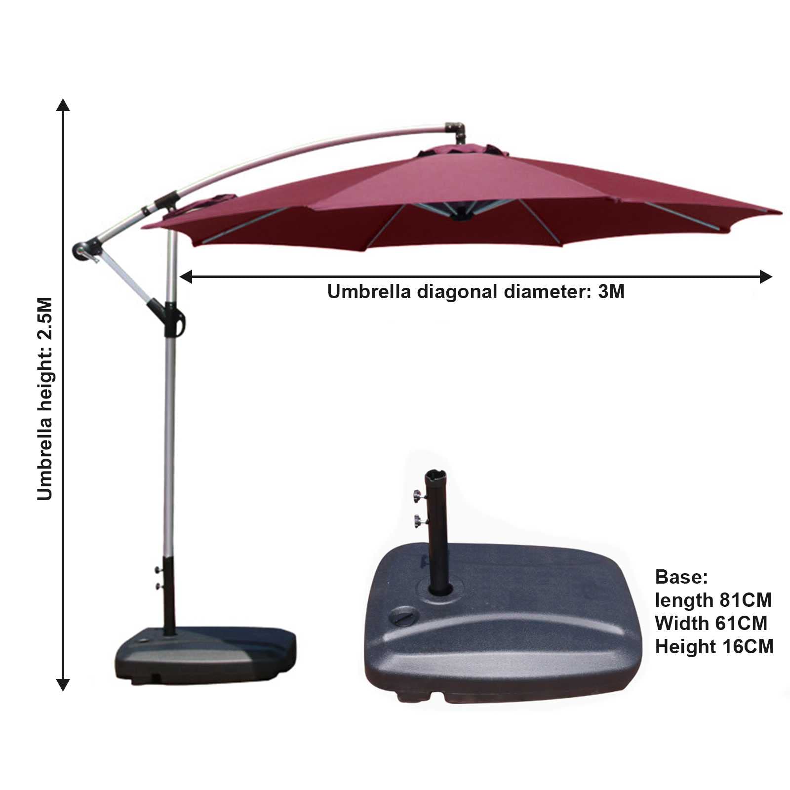 CLSDRZC 2,7M Outdoor Patio Sun Shade, duży ogród parasol w aluminiowym parasolu baldachim solidny ochronę UV na plażę/basen/patio/namiot schronienia na świeżym powietrzu