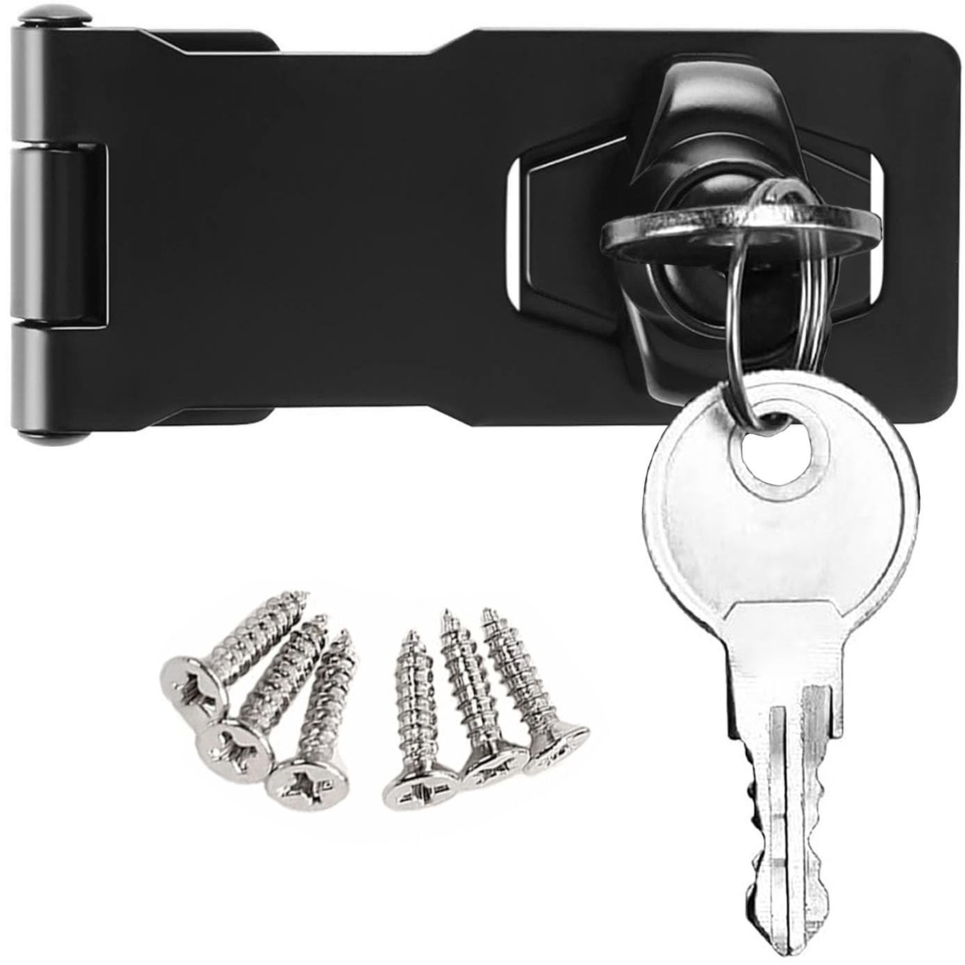Litensh Keyed Hasp Lock Right Angle 90 Degrees Lock Hasp Twist Knob Keyed Locking Hasp Shed Locks Door Clasp Door Bolt Latch Buckle Hasp with Padlock Keys for Cupboard (2.5 Inch Black)