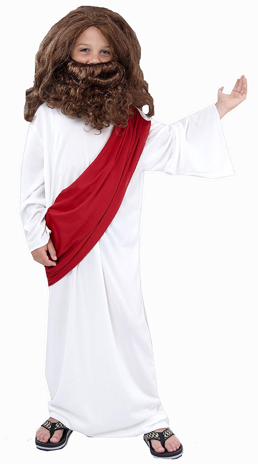 HENBRANDT Childrens Nativity Joseph White Tunic with Red Sash Xmas Fancy Dress Outfit Mary and Joseph Biblical Costume Christmas Play Size Christmas Fancy Dress for Boys
