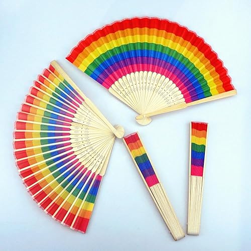 Miniatura 3 de Ventilador plegable arco iris del orgullo ventilador de mano arco iris pequeño ventilador chino ventilador de bambú ventilador plegable ventilador