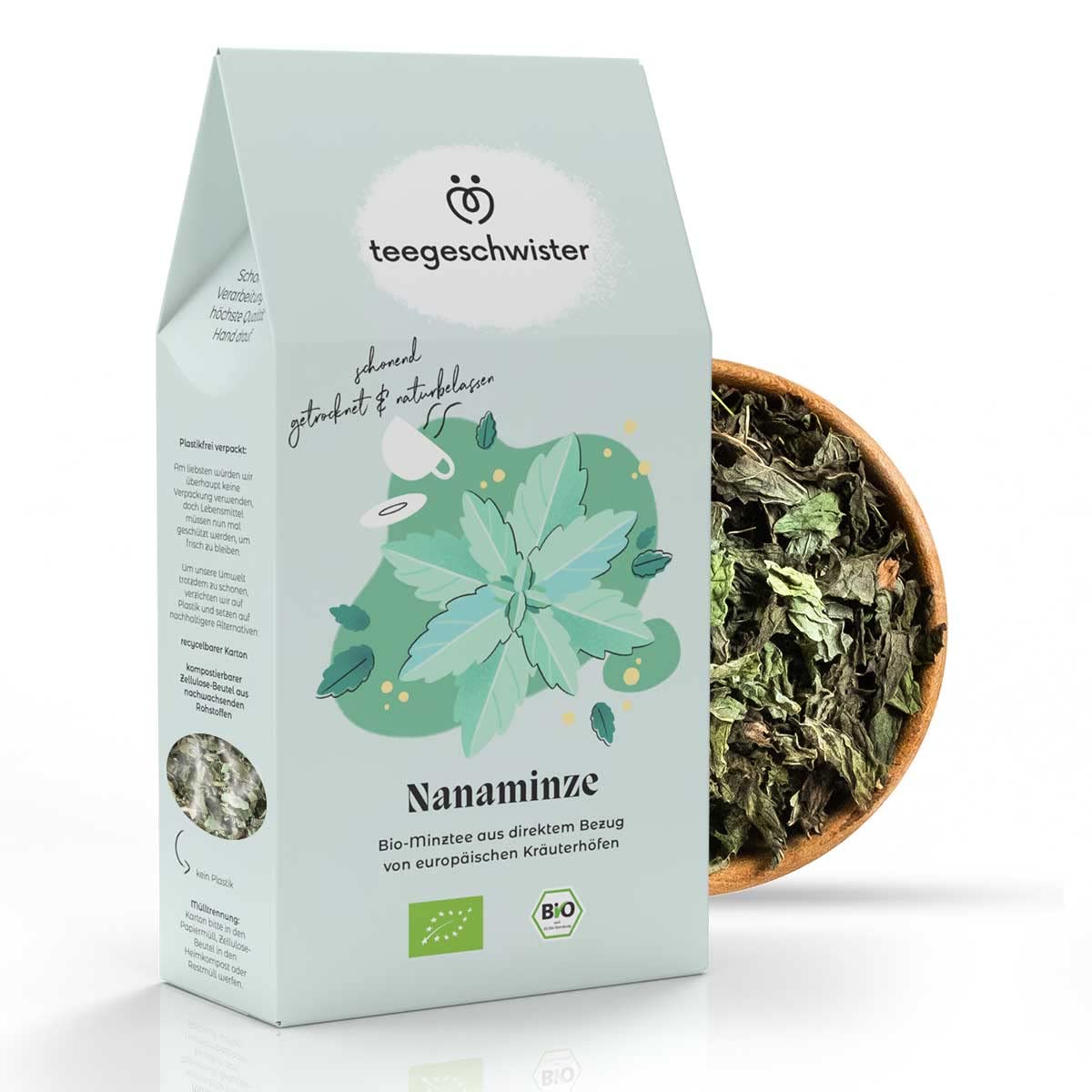 teegeschwister | BIO Nanaminze | Minztee aus fairem Direkhandel mit europäischen Kräuterhöfen | 45g