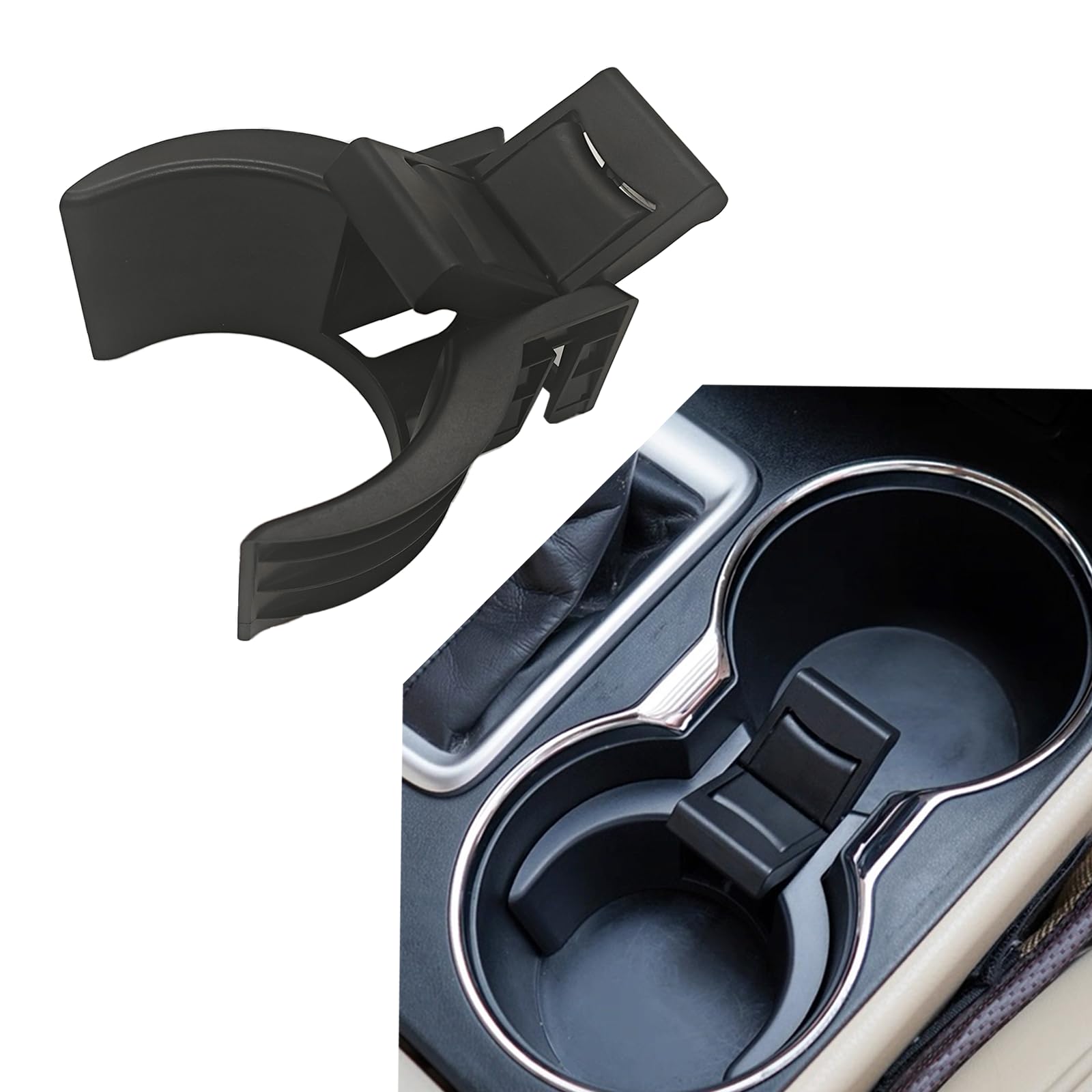 Cup Holder Insert Divider For Toyota Highlander (2015-2020) – Center Console Organizer, Prevents Cups From Tipping, Black