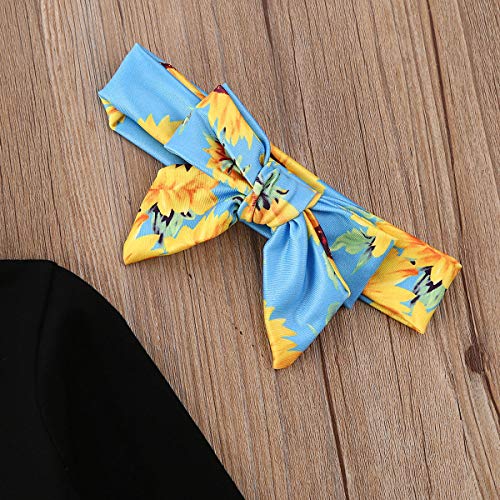 Newborn Infant Baby Girls Clothes Ruffle Long Sleeve Solid T-Shirt Tops+Cheetah Pants Autumn Clothes Outfits (Black 16, 1-2 T)