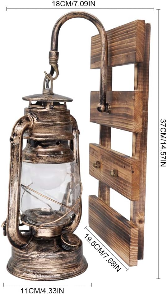 Artpad Rustic Kerosine Lamp Wandmontage, E27 Hook Hangende Wandlamp met Houten Basis, Indoor Bar Koffie Restaurant Gang Decor Schansen photo 3