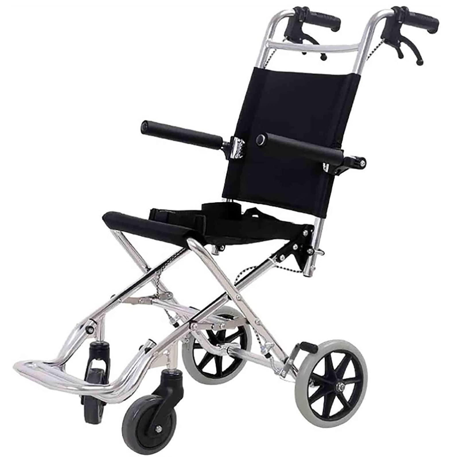 SXSLTSA Lightweight Aluminium Wheelchair, Folding Trolley Frame Ultra Lightweight Device with Flip Up Armrests and Seat Belt-Weighs Only 6kg
