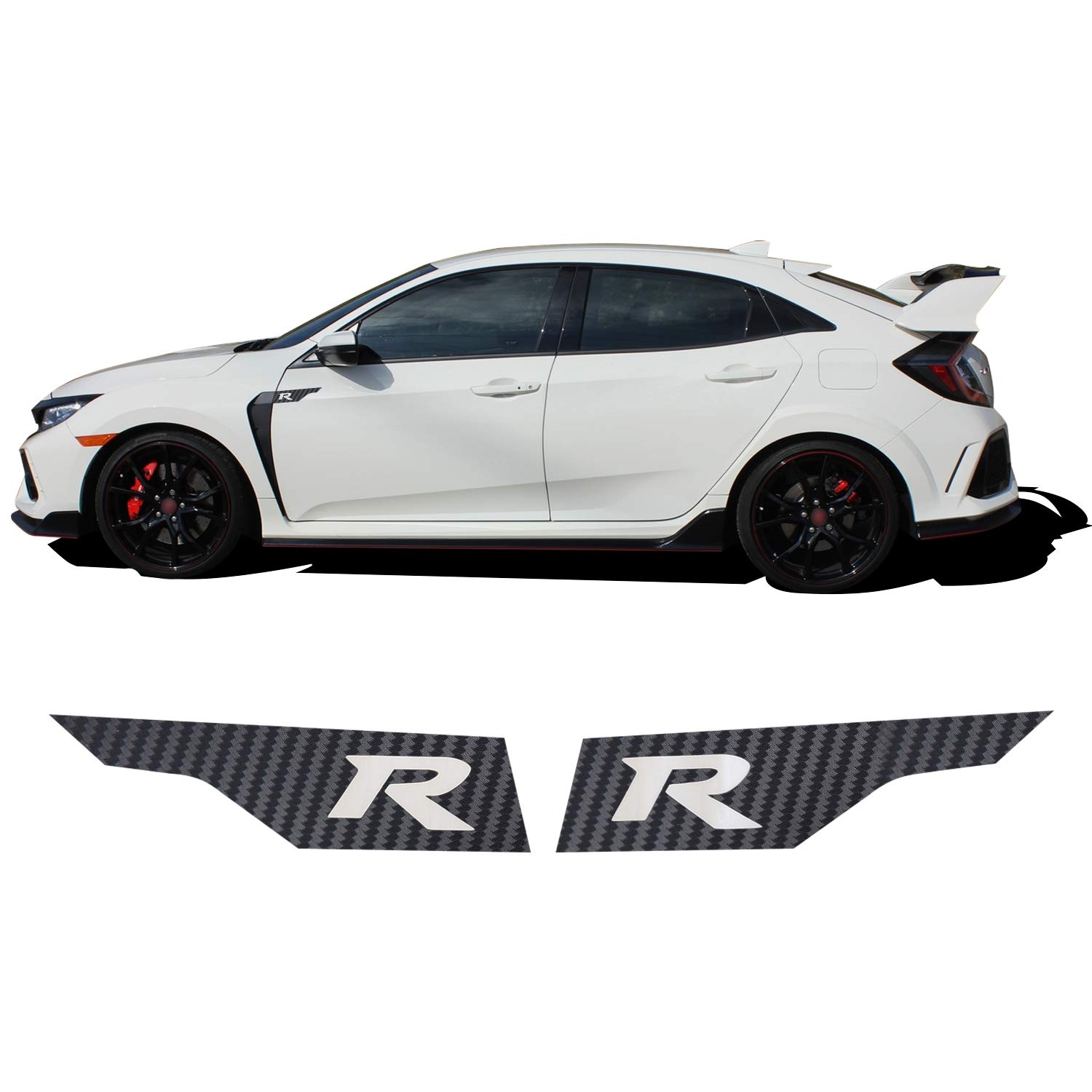 Optix Front Fender Door Accent Vinyl Decal Overlay Wrap Flair V2 Compatible with Honda Civic Type R 2017 2018 2019 2020-3D Carbon Fiber Black