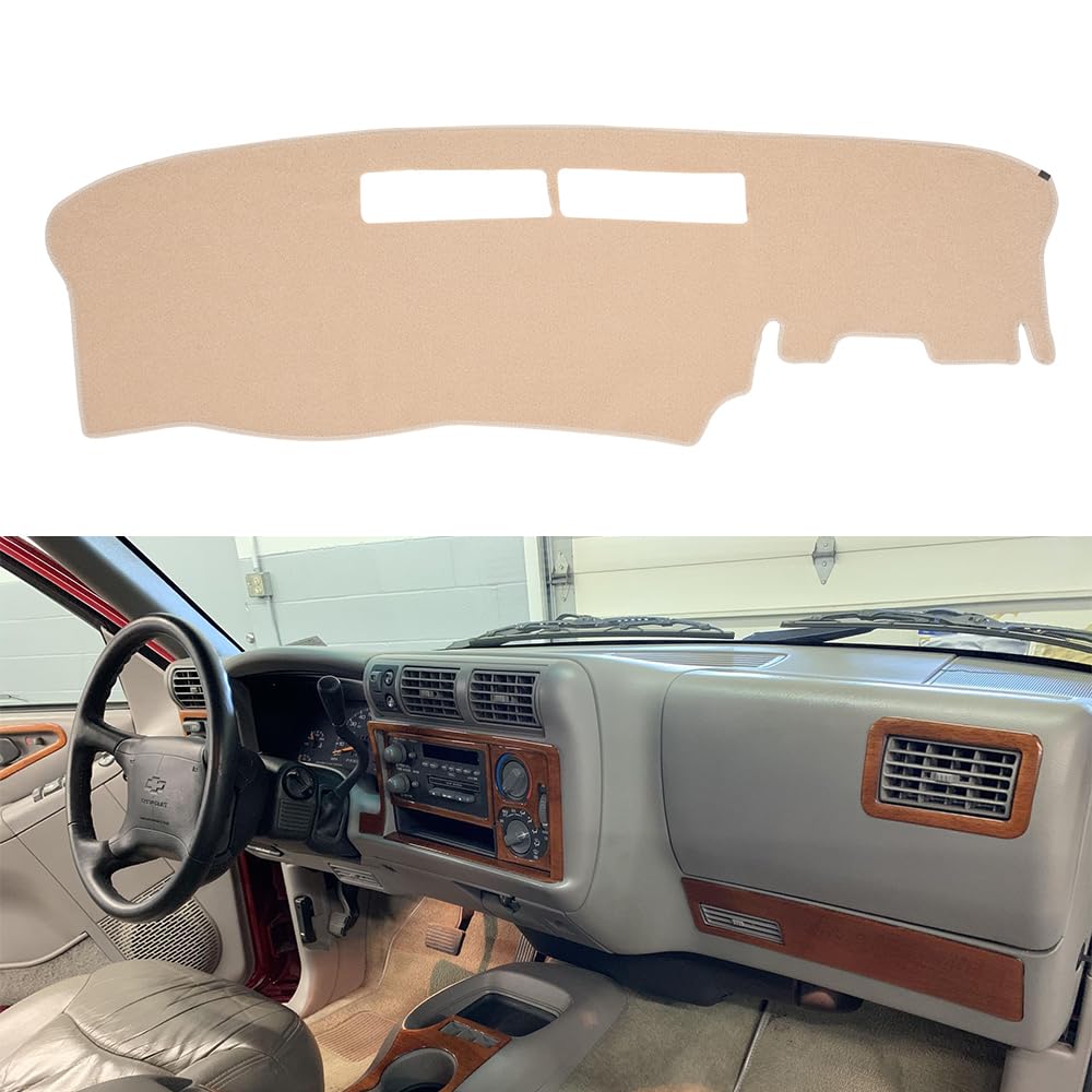 BLIBLIUNIT Dash Cover Mat Custom Fit for 1994-1997 Chevrolet Chevy S10 Blazer/GMC Jimmy Sonoma/96-97 Olds Oldsmobile Bravada,Dashboard Cover Pad Carpet (94-97 Beige)