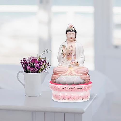 Miniatura 2 de Zerodeko Base Avalokitesvara Base de estatua Avalokitesvara Base de cerámica para regalo de oficina en casa