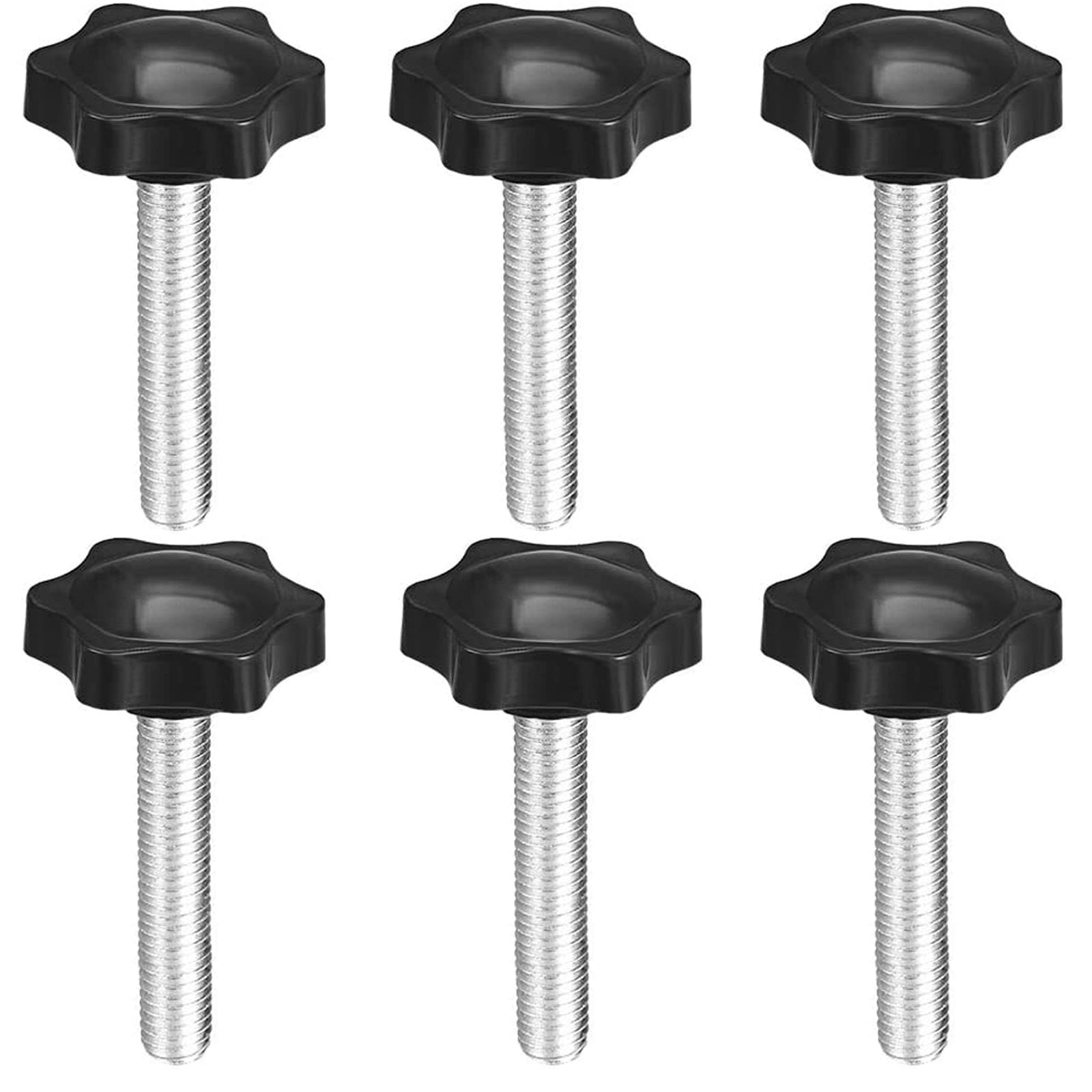 TA-VIGOR M8 x 50mm Plum Hex Shaped Clamping Screw Knob 6Pcs, 32mm Dia Plastic Head Clamping Knob Handle Male Thread Thumb Screw