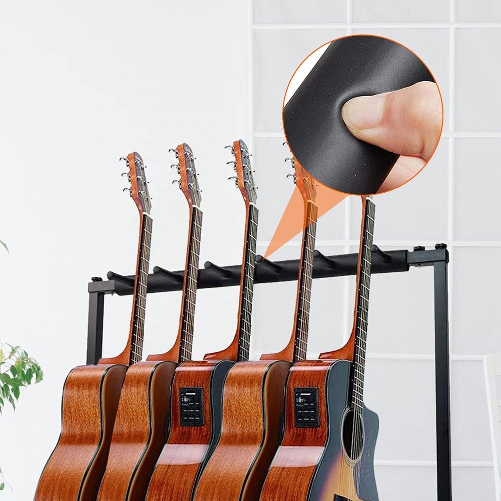Gitarrenständer mit Mehreren Gitarrenständern, Gitarrenhalter für 5-saitige Instrumente, Gitarrenständer für Verstärker und Plattenspieler, Studio, Zuhause (5 Köpfe)