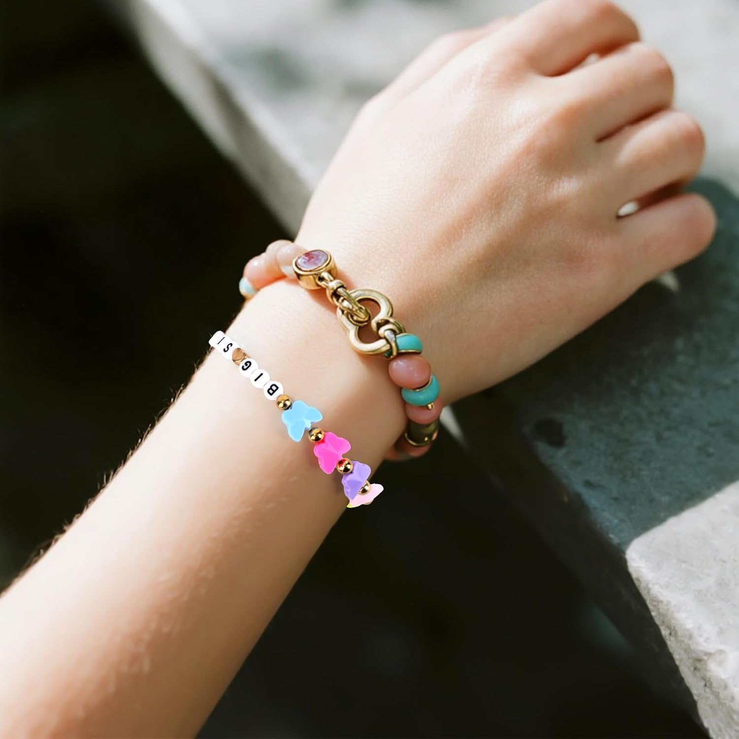 Big Sister Bracelets for Girls, Colorful Heart Shaped Sis Charm Bead Letter Bracelet Adjustable Sister Jewelry Gifts for Toddler Girls Daughter Niece - Image 6