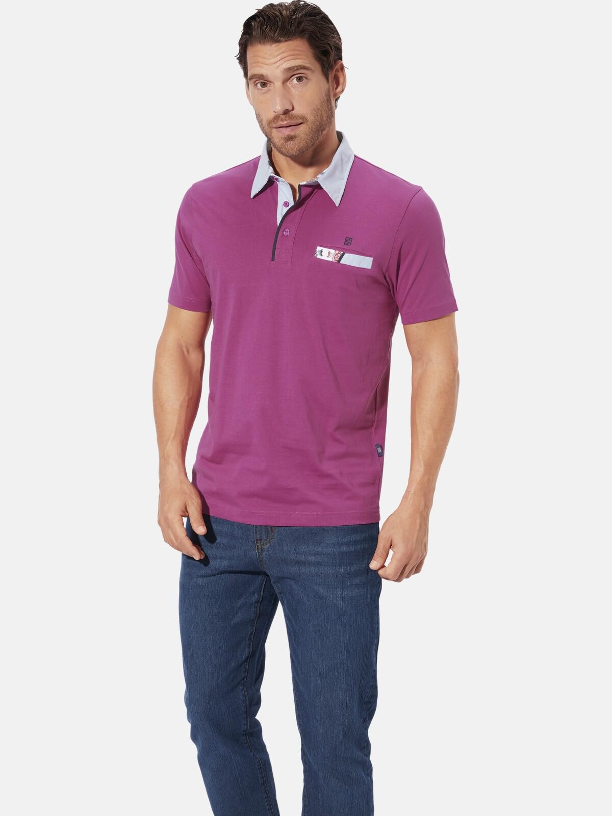 BABISTA Herren Poloshirt Savino | mit Brusttasche, Hemdkragen mit Knopfleiste, Freizeithemd in frischen Farben, Stickerei links, 100% Baumwolle