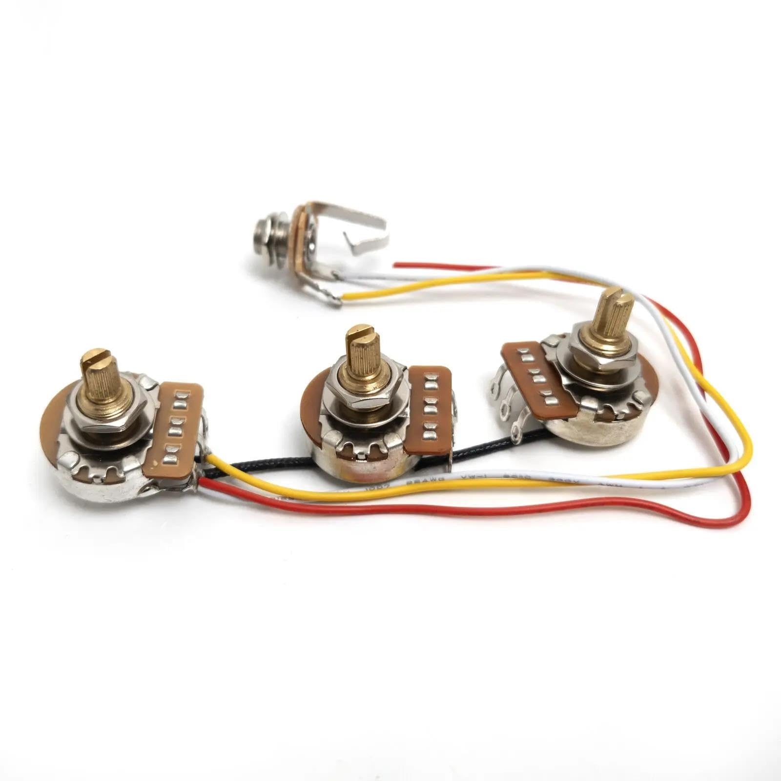 Kit Arnés Precableado Kit precableado con eje de cobre potenciómetro de 250 K 2 potenciómetros de volumen y 1 tono para bajo. Piezas de repuesto.(1 Pcs)