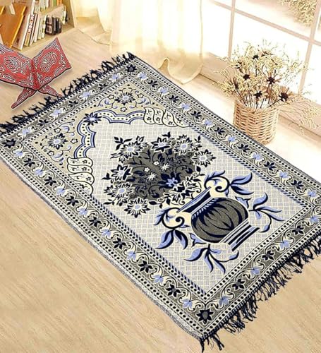 Image of KETOSTICS Cotton Musallah Janamaz Mat 4 x 2 Feet - Islamic Prayer Mat for Muslims - Soft Meditation /Asan /Multipurpose Rug Travel Namaz Mat for Men & Women, 27 x 44 Inches.