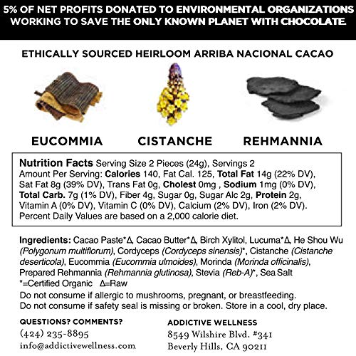 Miniatura 3 de Addictive Wellness Chocolate crudo sin azúcar Recarga 12 PACK Vegano Paleo & Keto- Purely Superfoods y Adaptógenos