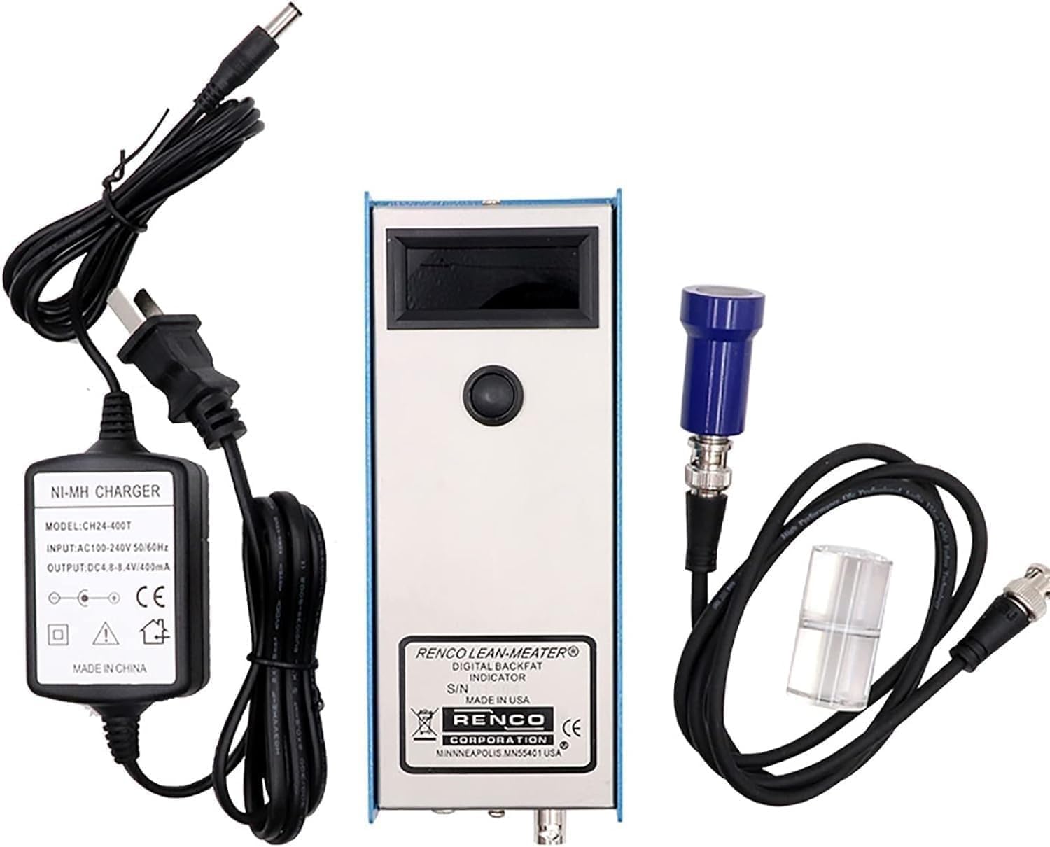 Medidor de grasa de espalda de cerdo, medidor de espesor de grasa de espalda de ganado, detector de criterio con tres luces indicadoras, rango de medición de 4-45 mm, detector