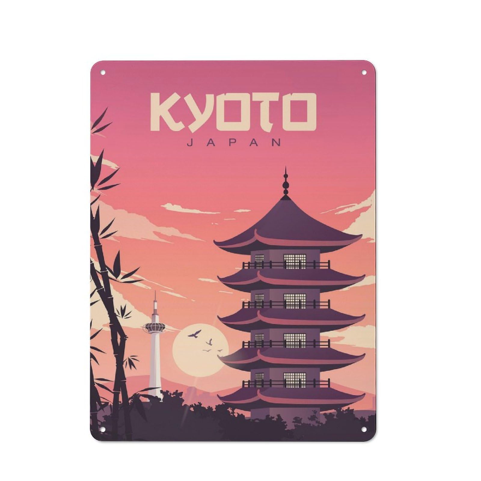 Junmoney Kyoto Japan Travel Retro Decorative Tin Plaque 40X30cm Featuring Novelty Wall Art For Bedroom, Kitchen, Office Or Living Room