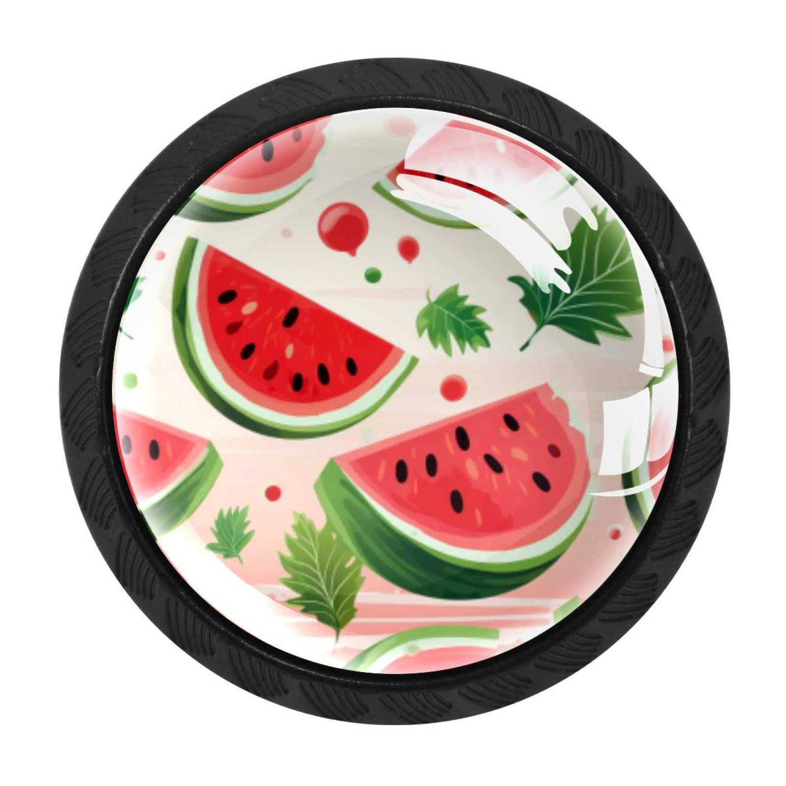 CHENZZZZ 4 Pieces Watermelon Drawer Knobs, 35mm Black Cabinet Knobs, Drawer Pulls and Knobs, Dresser Drawer Knobs, Cabinet Hardware Kitchen Cabinet Knobs