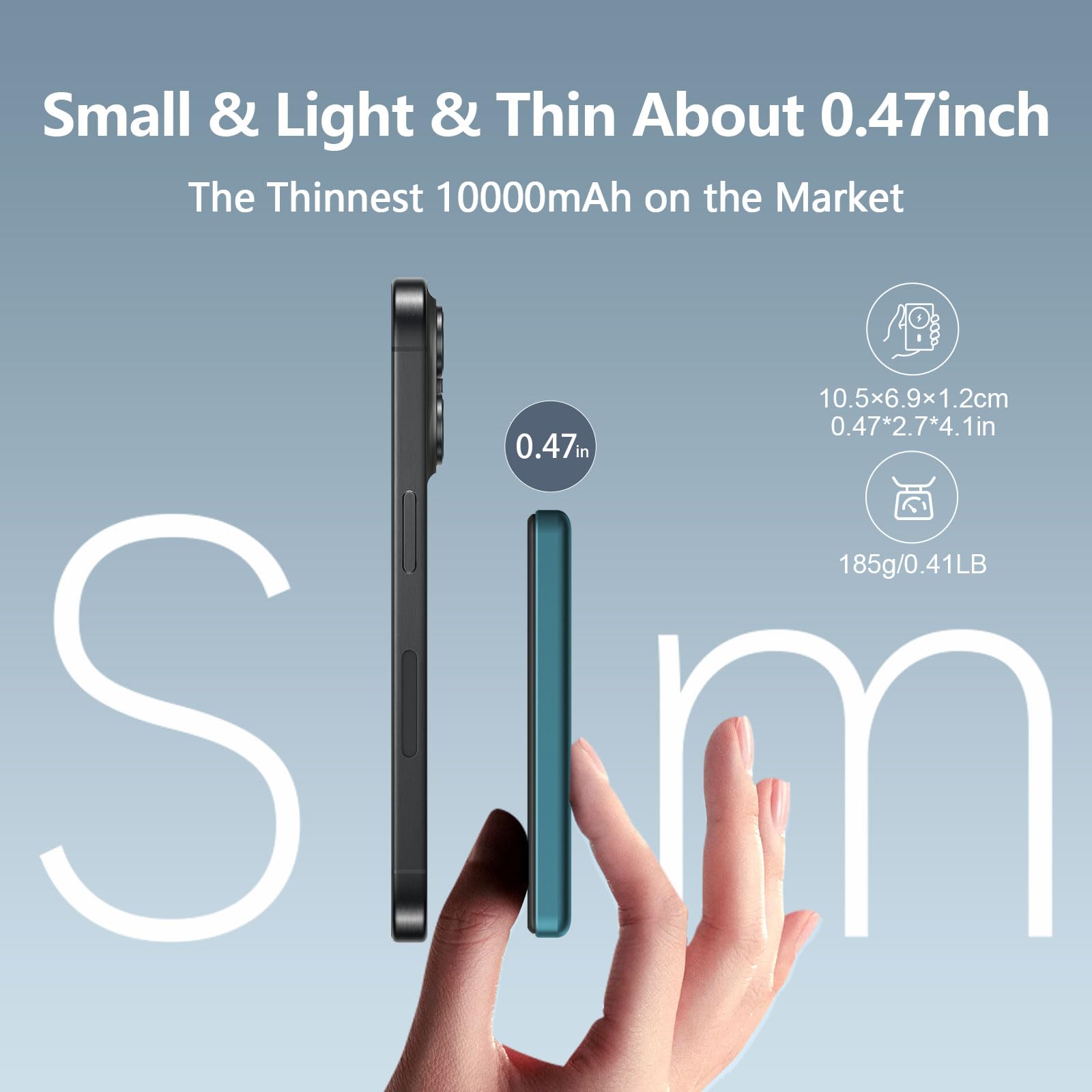 LUCKYDUO con Magsafe Power Bank 10000mAh,Ultra Sottile Caricatore Portatile,Wireless Magnetico Powerbank,Compatte Senza Fili Batteria Esterna con PD20W Ricarica Rapida Per iPhone 15/14 /13/12 Serie