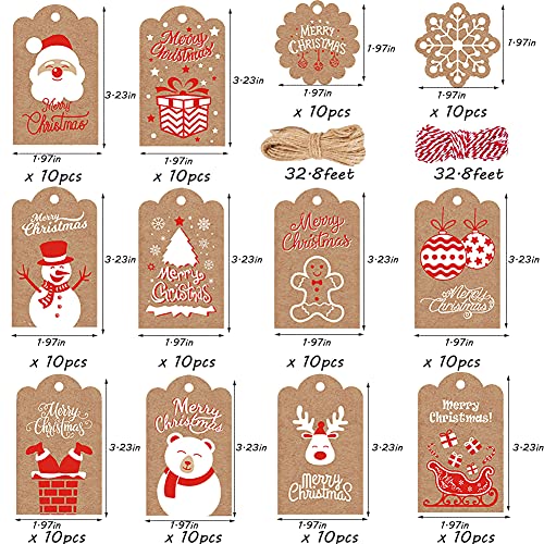 120Pcs Christmas Gift Tags Brown Kraft Paper Christmas Gift Tags Hanging Name Tags Labels With Twine String For Christmas Gift Wrap, Diy Arts And Crafts, Wedding #TOP3