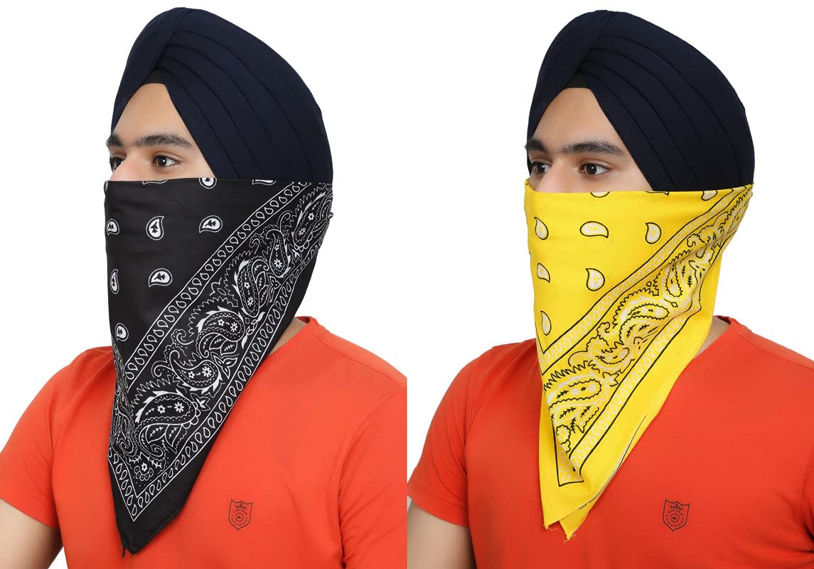 bismaadh 100% Cotton Paisley Print Multifunctional Fashion Headwrap Scarf Unisex Bandana Pack of 2-picture-0