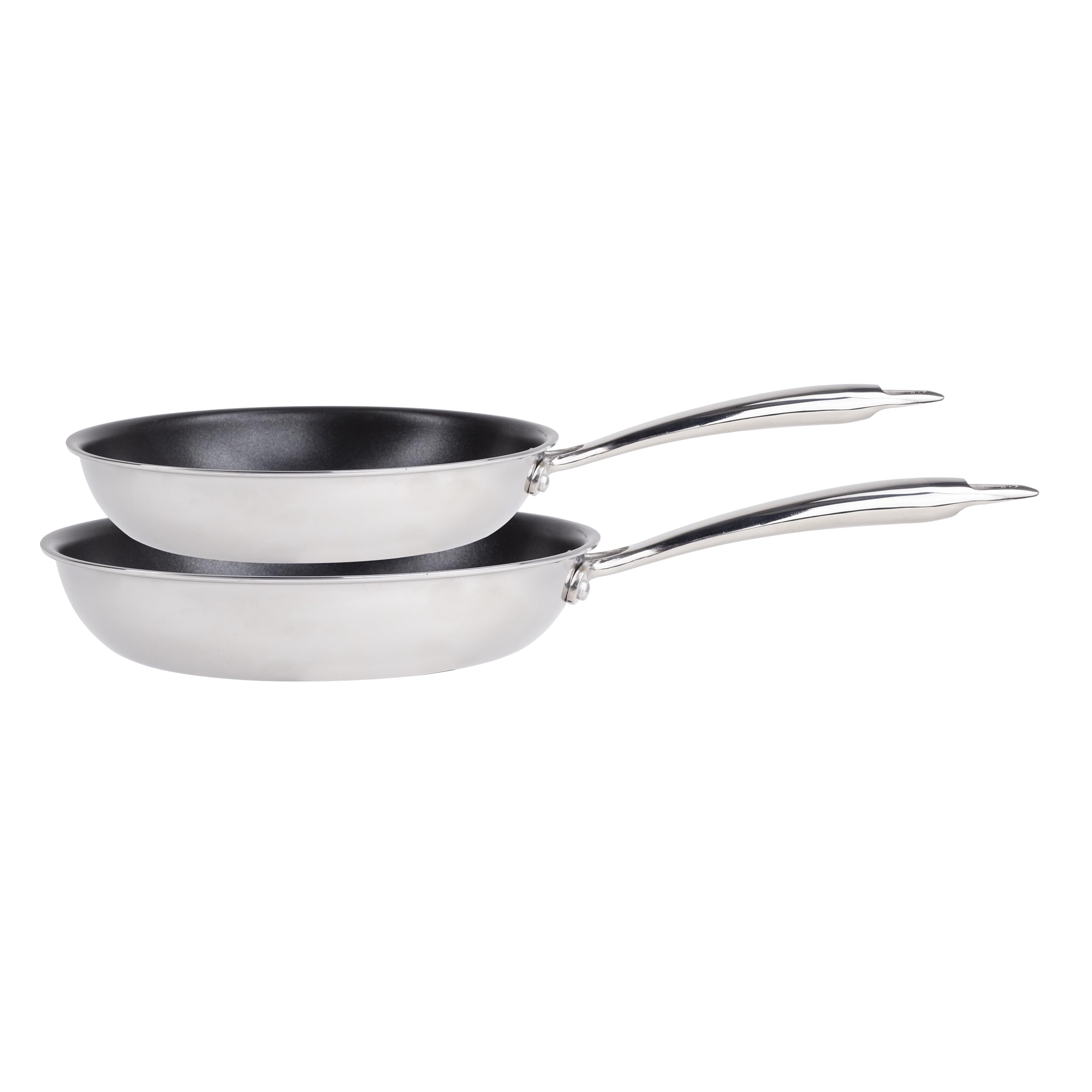 MasterPro – Juego de 2 Sartenes – Tamaños 20+24 cm - Fabricadas en Aluminio Prensado – Total Antiadherencia – Mango Acero Inox Apto para Todo Tipo de Cocinas incluyendo Inducción