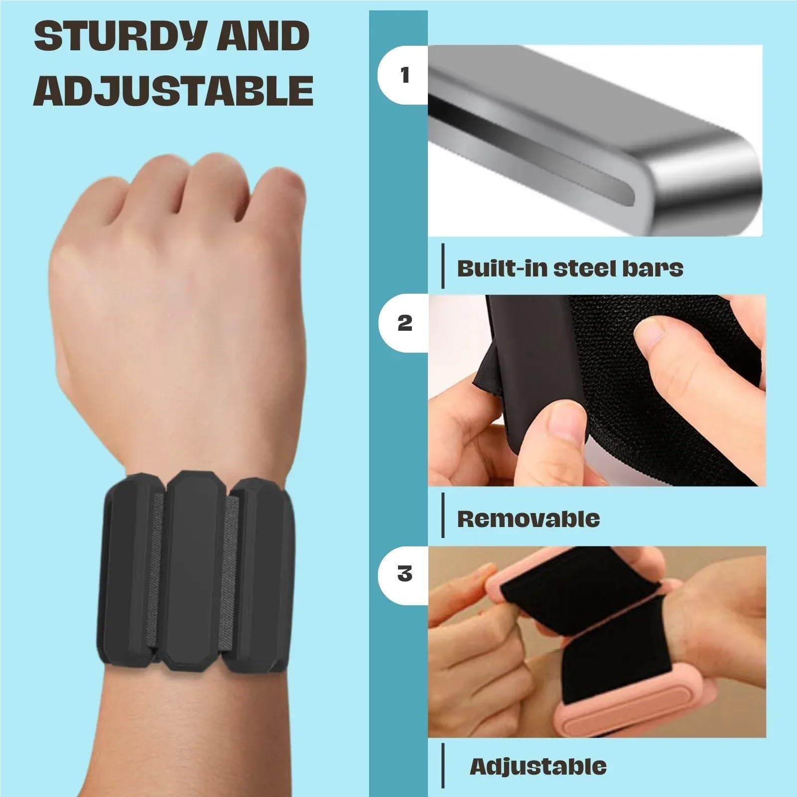 Cavigliere Pesi Braccialetto in silicone indossabile con pesi for caviglie e polsi, regolabile, con pesi for braccia e gambe, for fitness, corsa, allenamento in palestra