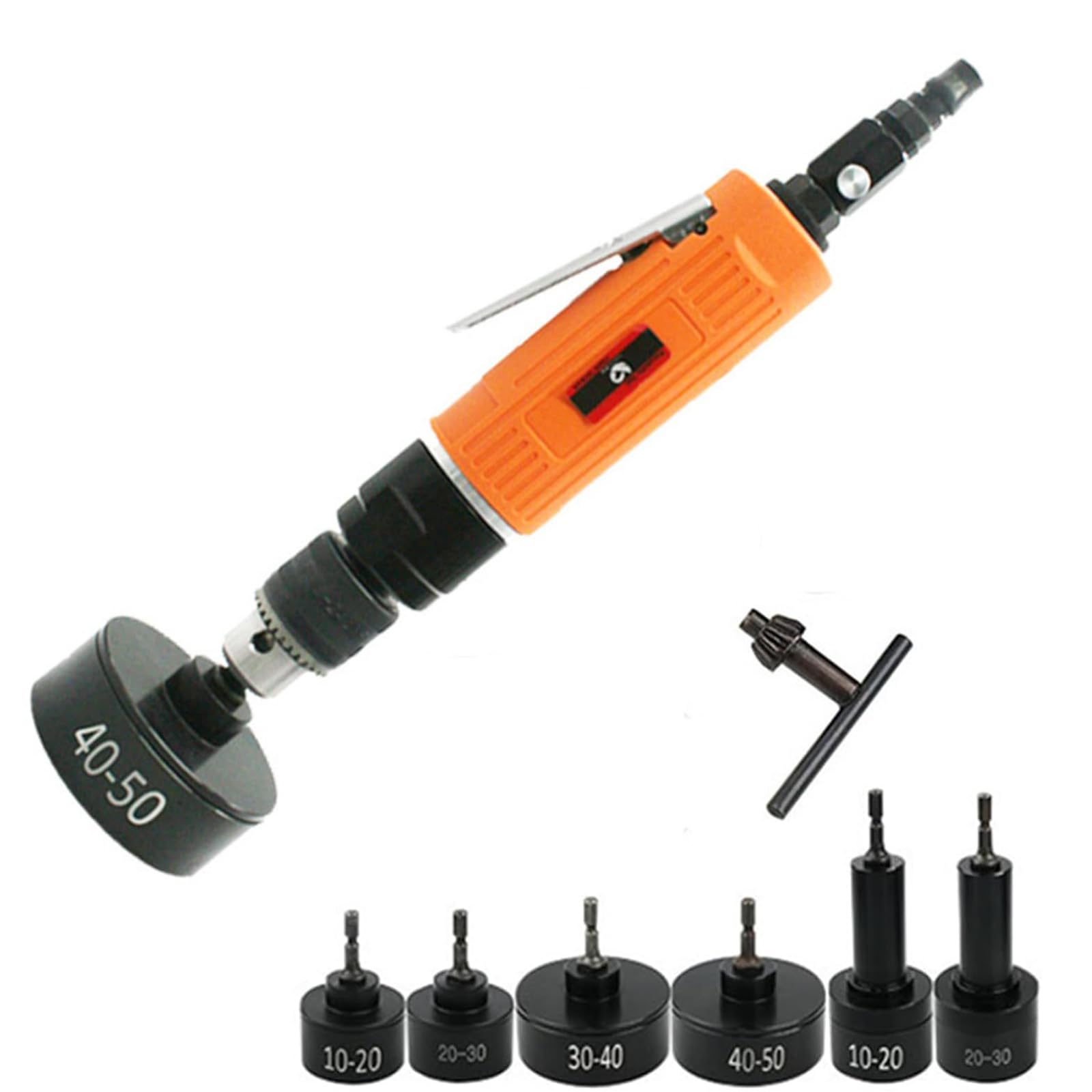 CHANGLKJ Hand-Held Screw Capper, Pneumatic Bottle Capping Sealing Machine with 6 Capping Heads, Compatible Φ10-50mm Bottle Caps, Stepless Adjustable Speed 2500RPM, for Mineral Water Plastic Bottle