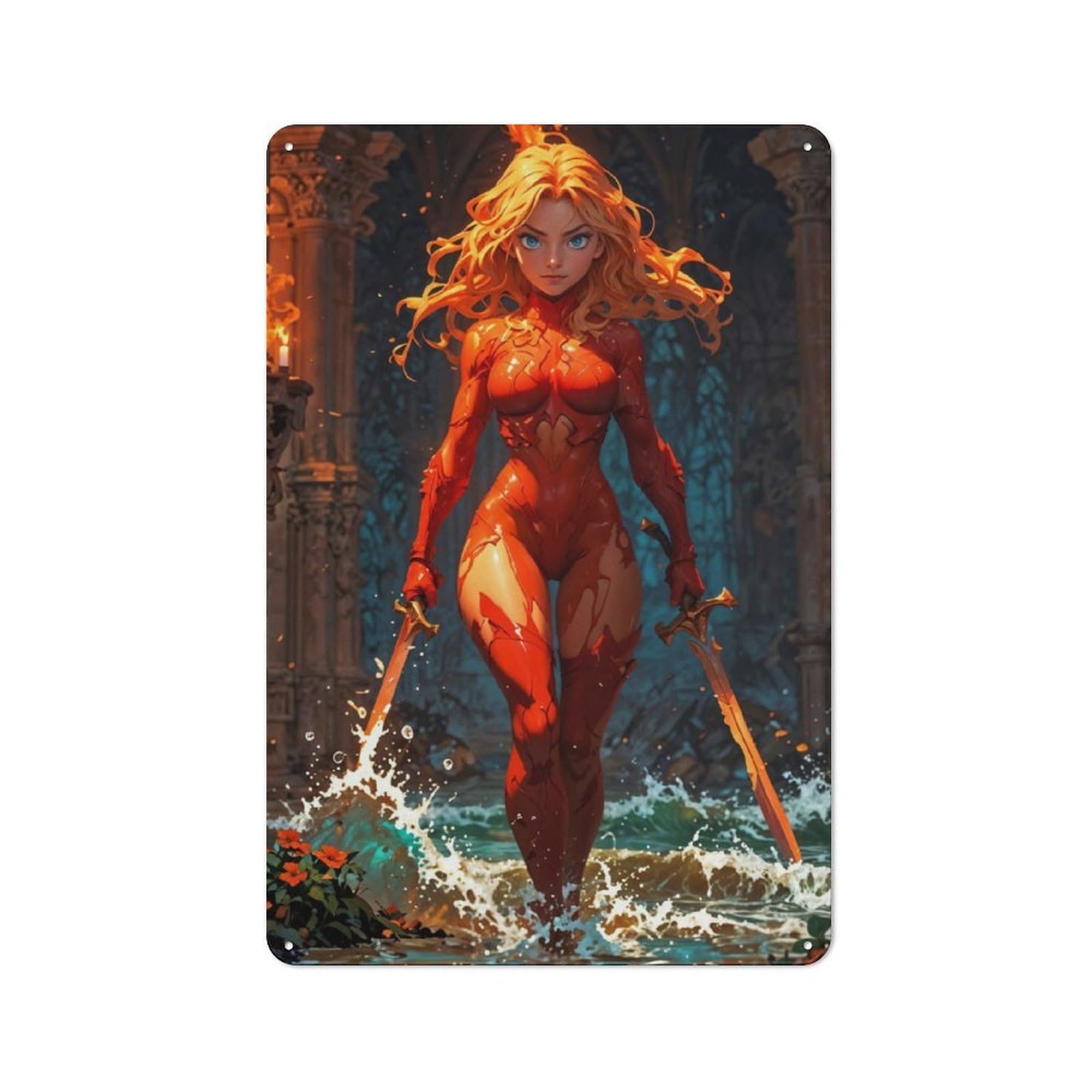Junmoney Agrias Oaks Face Of Flames Retro Printed Metal Sign 30X20cm For Garage Or Workshop, For Garage, Workshop And Man Cave Decoration