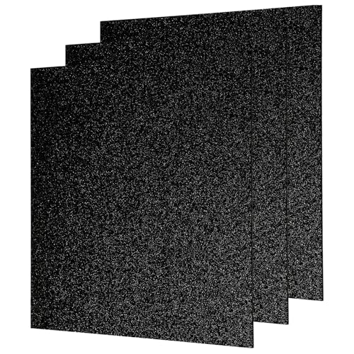 Image of MECCANIXITY 3Pcs Black Glitter Acrylic Sheets 1 /8 inch Thickness 12 inch x 12 inch Glossy PMMA Fluorescent Plastic Sheets Extruded Translucent Blanks for DIY Art Crafting Laser Cutting & Engraving