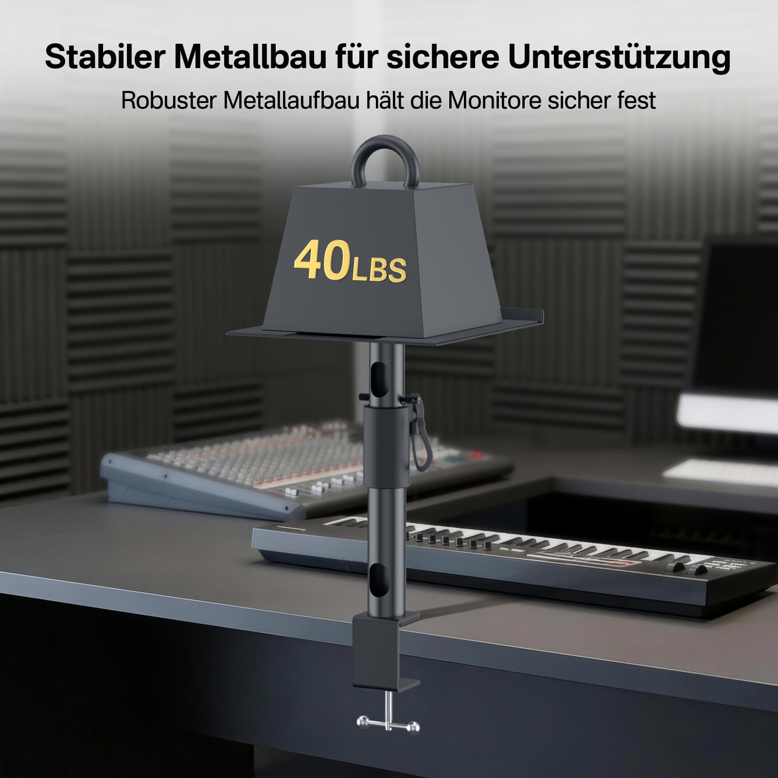 Paar Tischlautsprecherständer für Edifier, KRK, Klipsch, Polk, Sony und weitere Regallautsprecher, höhenverstellbar, neig- und schwenkbar, Studiomonitorständer für PreSonus, JBL Wr Kopfhörerhalter