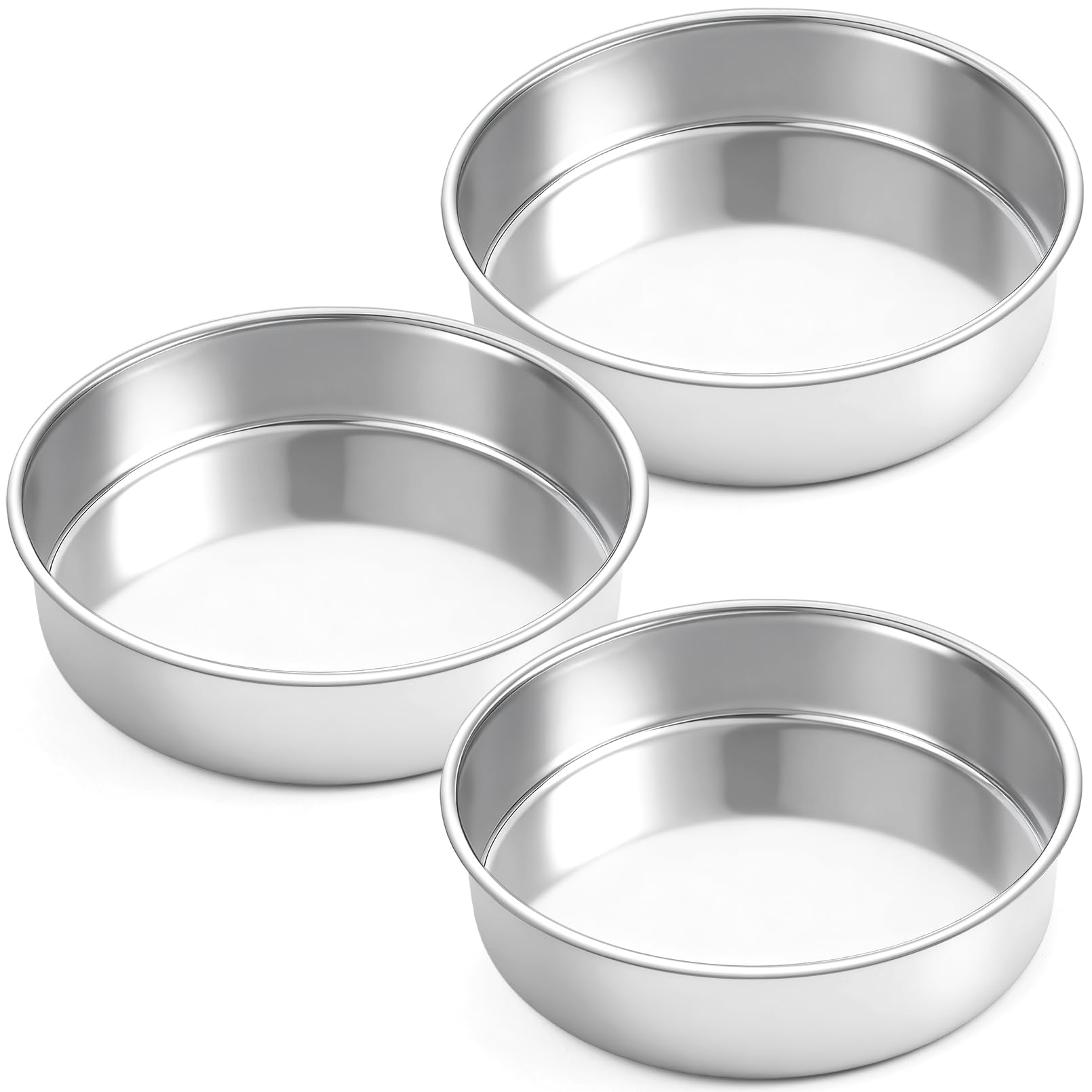 3 Stück Backform Rund, Edelstahl Rund Kuchenform, 20 Cm | Runde Kuchenbackformen for Kuchen, Brownie, Lasagne, Weihnachten, Leicht Zu Reinigen Und Spülmaschinenfest