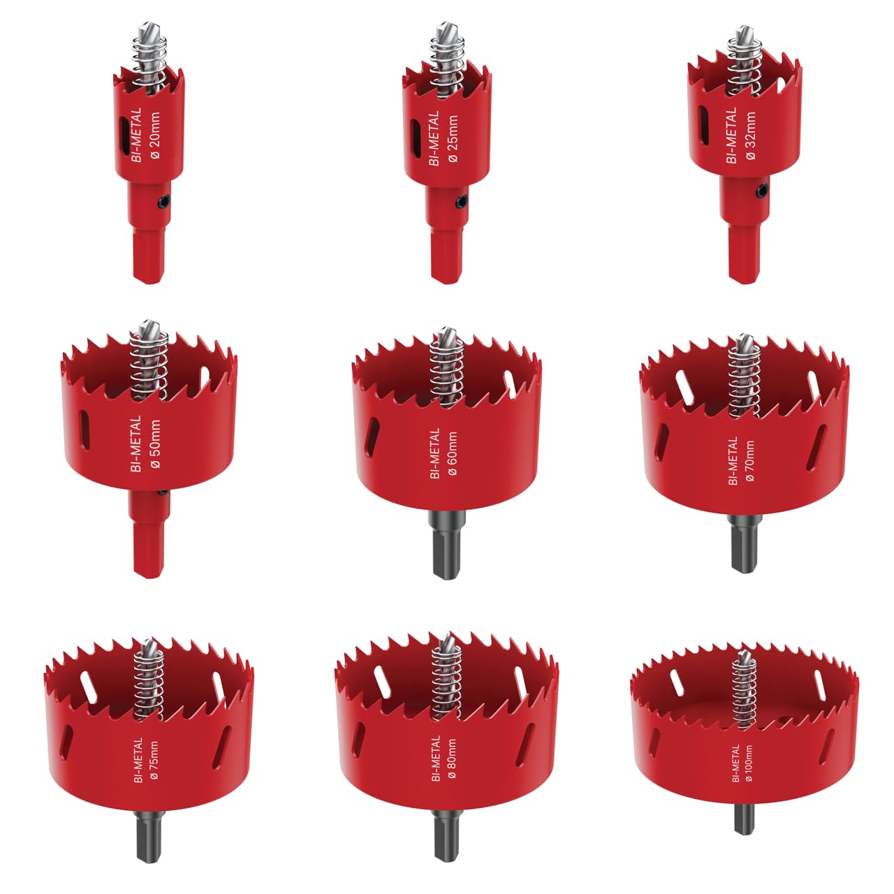 DURI Bi-Metal Hole Saw Set including Arbor and Pilot Bit, 20mm-100mm Fast Cutting for Wood Plywood, Plastic, Drywall