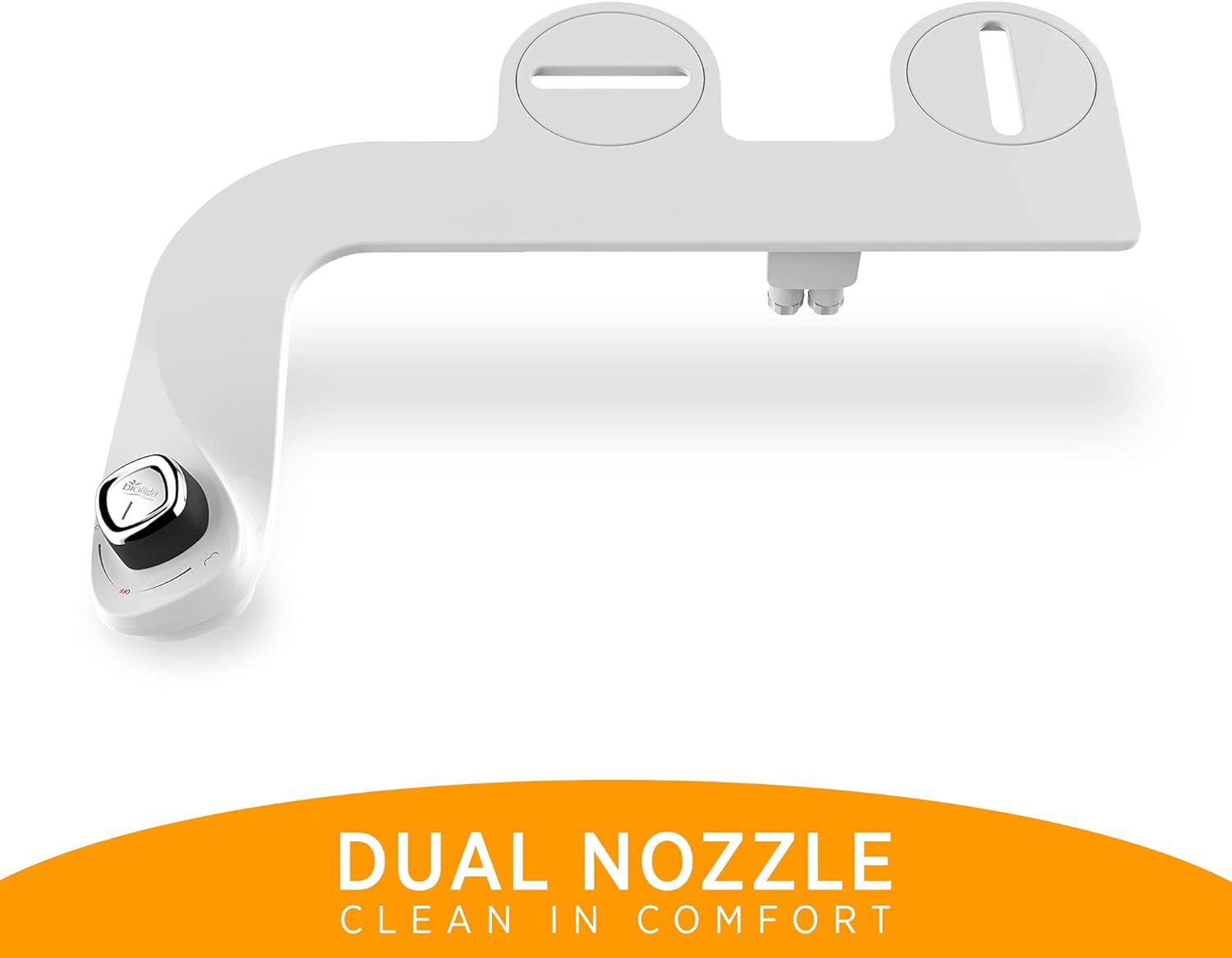 BioBidet SlimEdge Simple Bidet Toilet Attachment in White with Dual Nozzle, Fresh Water Spray, Non Electric, Easy to Install, Brass Inlet and Internal Valve - - 