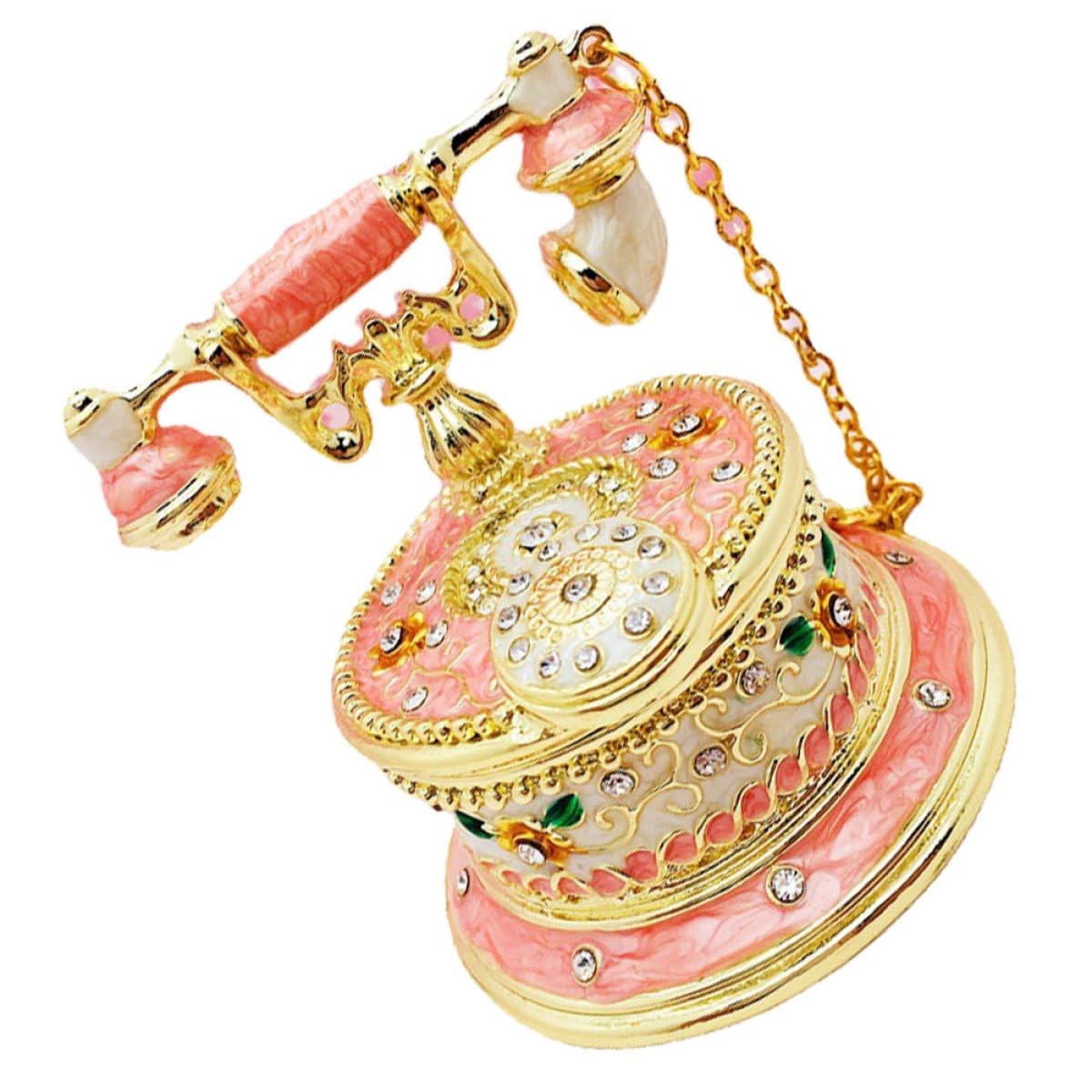 Gatuida Joyero Antiguo de Teléfono Rosa con Brillo, Pequeño y Elegante