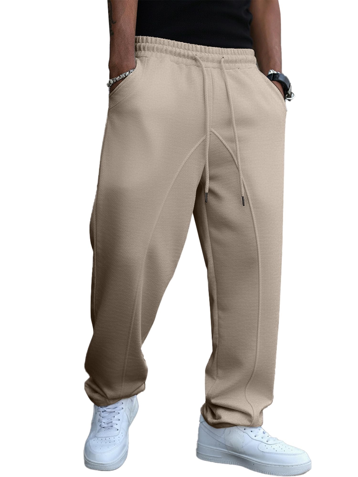 JMIERR Herren Casual Baggy Hosen Breite Beine Reisehosen Streetwear Joggers mit Taschen