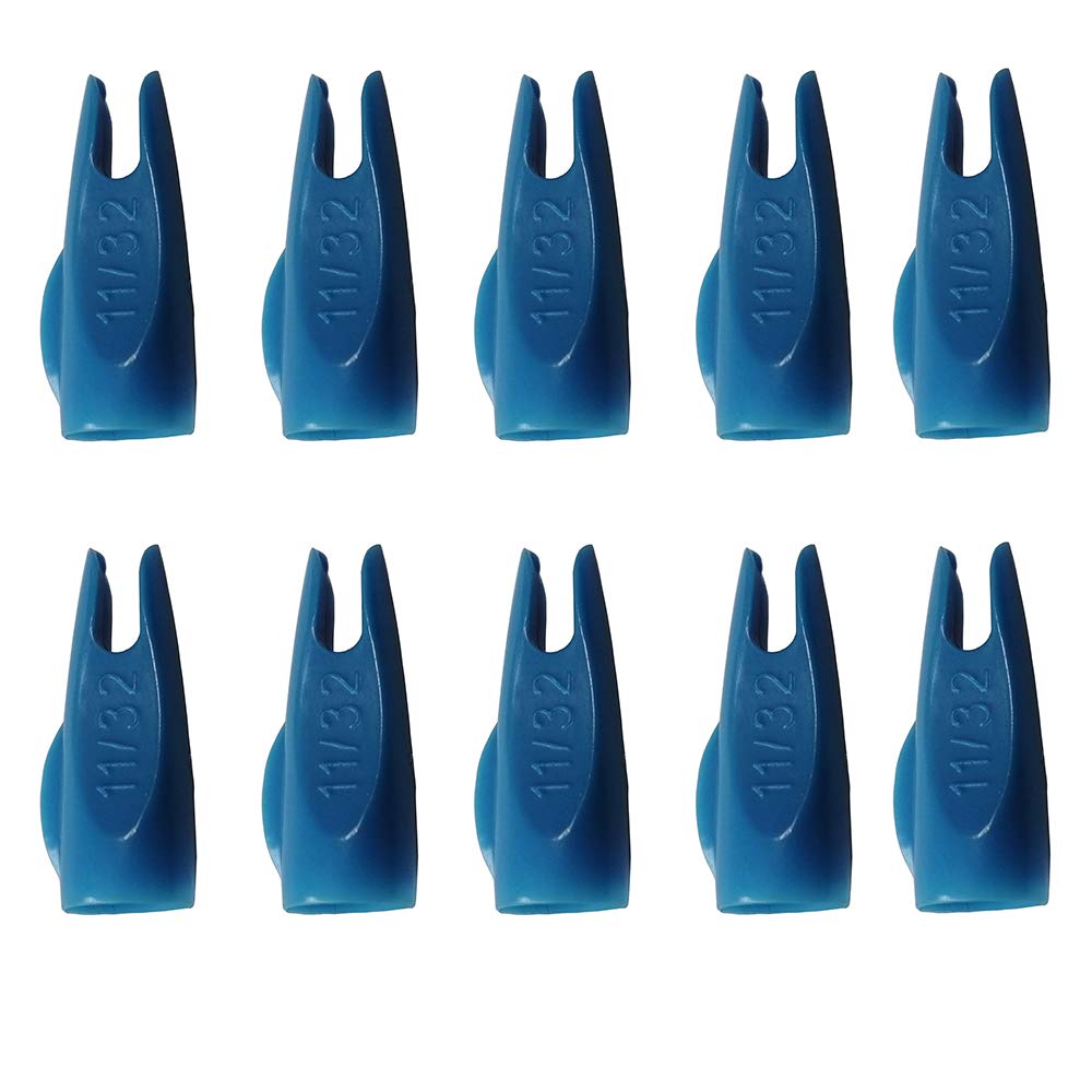 Mangobuy 50pcs 11/32 Arrow Nock White/Red For Outer Diameter 9mm Wooden and Bamboo Arrow Traditional Bow Outdoor Archery (Blue)